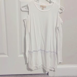 MICHAEL - Michael Kors - White Cold Shoulder L/S shirt with detail - Small